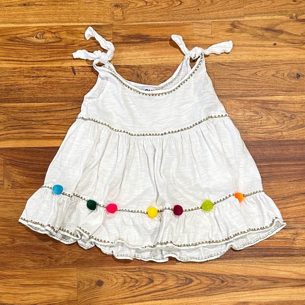 Kids CHaCH Emboirded Pom Pom Top Size 4